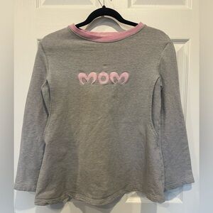 Grey “Mom” Maternity Sweatshirt with Large Side Slits – Nursing Friendly Size M